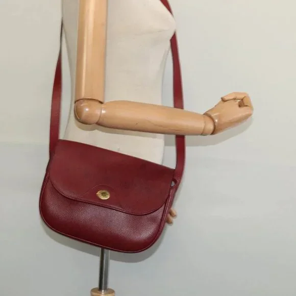 Christian Dior Honeycomb Canvas Shoulder Bag PVC Red Gold Auth 134766
